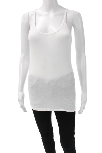 C&C California Women White Cotton Scoop Neck Camisole Solid Sleeveless Size M