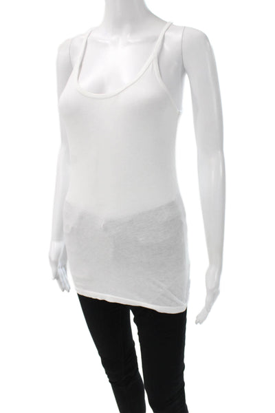 C&C California Women White Cotton Scoop Neck Camisole Solid Sleeveless Size M