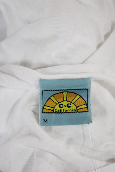 C&C California Women White Cotton Scoop Neck Camisole Solid Sleeveless Size M
