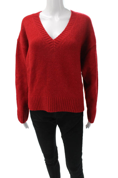 J Crew Womens Pullover Sweater V-Neck Long Sleeve Red Size S