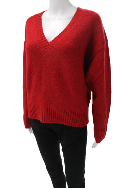 J Crew Womens Pullover Sweater V-Neck Long Sleeve Red Size S