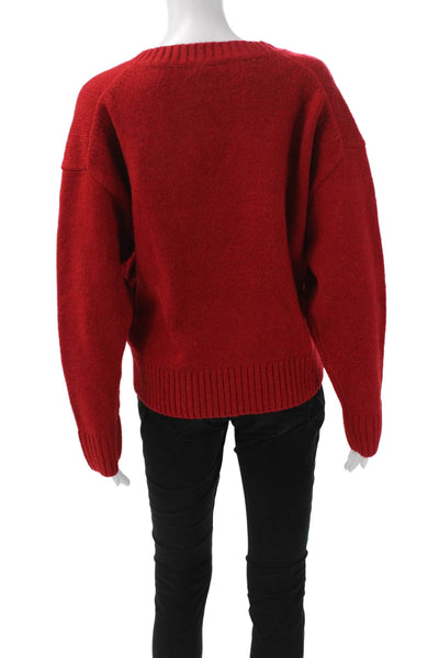 J Crew Womens Pullover Sweater V-Neck Long Sleeve Red Size S