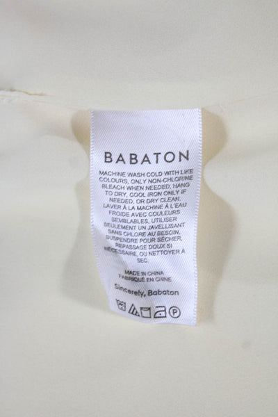 Babaton Womens Basic V-Neck Short Sleeve Yellow Polyester Blouse Size S