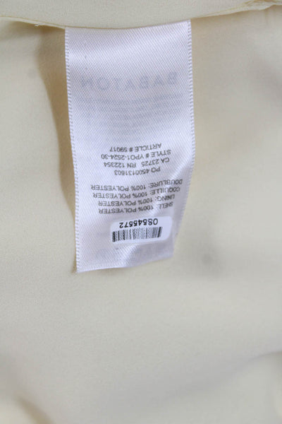 Babaton Womens Basic V-Neck Short Sleeve Yellow Polyester Blouse Size S