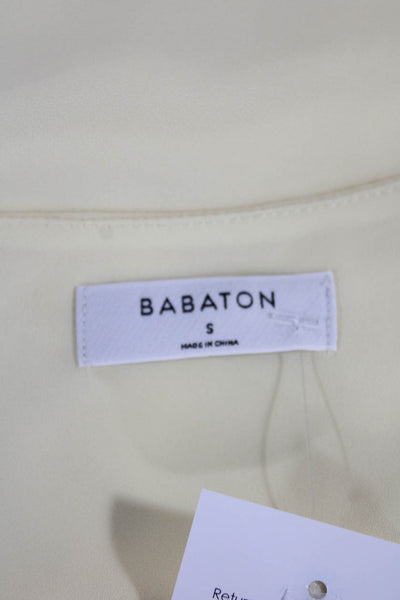 Babaton Womens Basic V-Neck Short Sleeve Yellow Polyester Blouse Size S