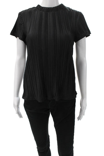 Who What Wear Womens Black Mock Neck Short Sleeve Basic Blouse Size M