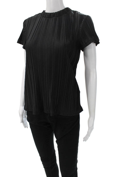Who What Wear Womens Black Mock Neck Short Sleeve Basic Blouse Size M