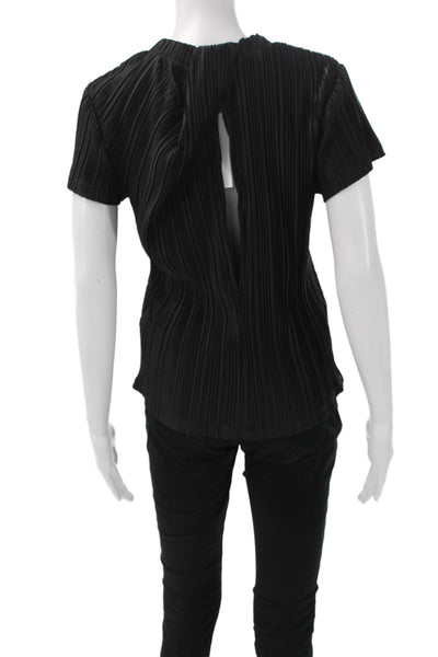 Who What Wear Womens Black Mock Neck Short Sleeve Basic Blouse Size M