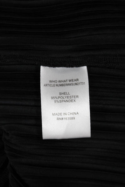 Who What Wear Womens Black Mock Neck Short Sleeve Basic Blouse Size M
