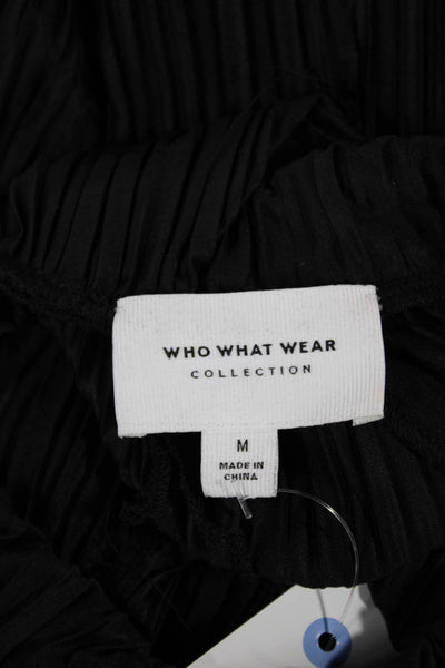 Who What Wear Womens Black Mock Neck Short Sleeve Basic Blouse Size M