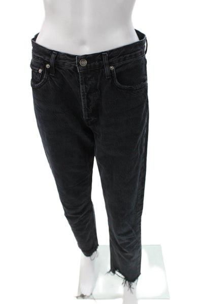 Agolde Womens Straight High Rise Black Jeans 28in Inseam 100% Cotton Size 27