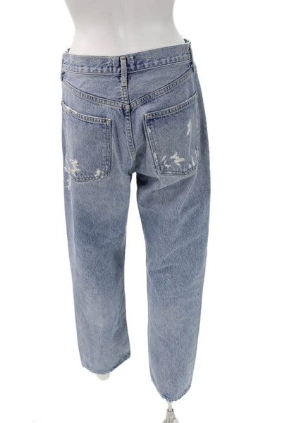 Agolde Womens Straight Jeans Blue High Rise Button 100% Cotton 90s Size 27