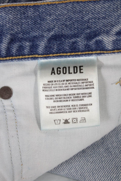 Agolde Womens Straight Jeans Blue High Rise Button 100% Cotton 90s Size 27