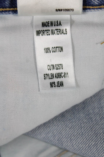 Agolde Womens Straight Jeans Blue High Rise Button 100% Cotton 90s Size 27