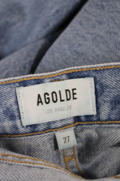 Agolde Womens Straight Jeans Blue High Rise Button 100% Cotton 90s Size 27