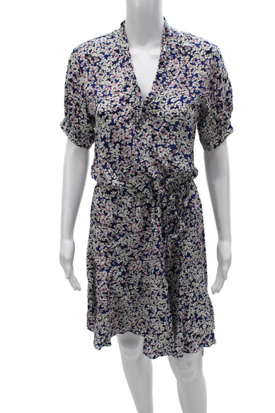 Zadig & Voltaire Womens Floral V Neck Knee Short Sleeve Dress Size XS