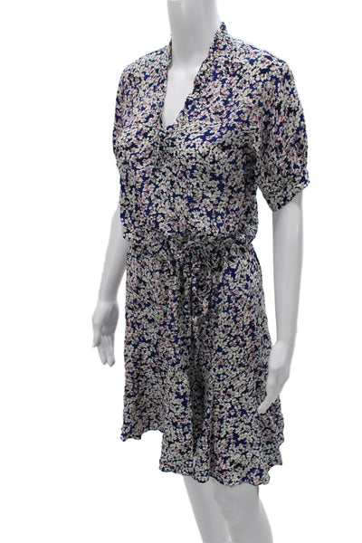 Zadig & Voltaire Womens Floral V Neck Knee Short Sleeve Dress Size XS