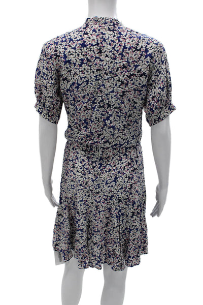 Zadig & Voltaire Womens Floral V Neck Knee Short Sleeve Dress Size XS