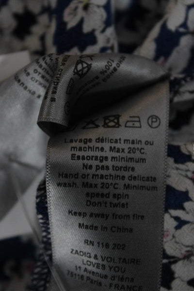 Zadig & Voltaire Womens Floral V Neck Knee Short Sleeve Dress Size XS