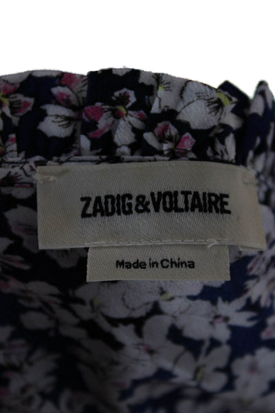 Zadig & Voltaire Womens Floral V Neck Knee Short Sleeve Dress Size XS