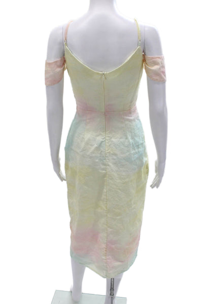 Never Fully Dressed Womens Tie Dye Linen Wrap Dress V Neck Maxi Size 2