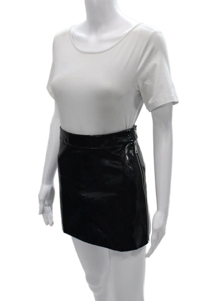 Zadig & Voltaire Women Mini Lamb Leather Skirt Black Zip Size 34