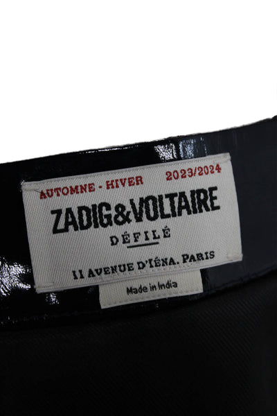 Zadig & Voltaire Women Mini Lamb Leather Skirt Black Zip Size 34