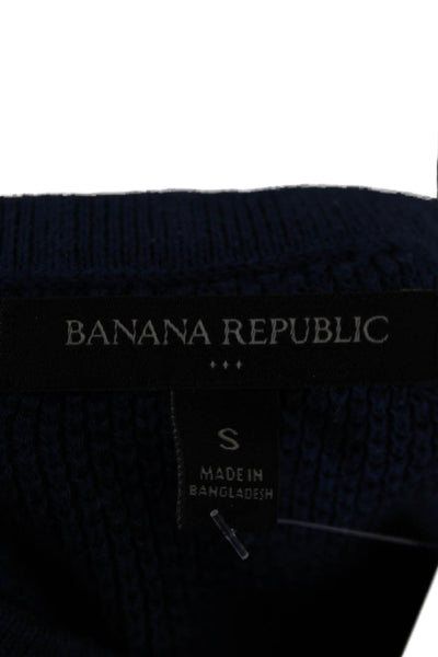 Banana Republic Womens Pullover Sweater Blue Cotton Crewneck Long Sleeve Size S