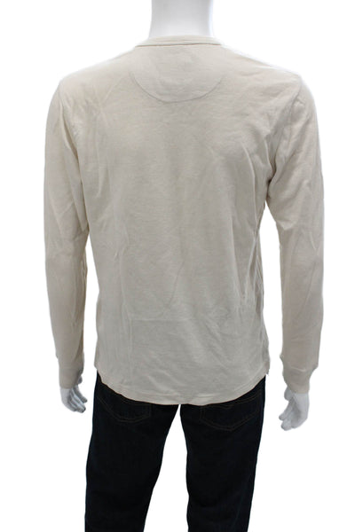 Denim & Flower By Ricky Singh Mens Ivory Long Sleeve Shirt 60% Cotton Size S