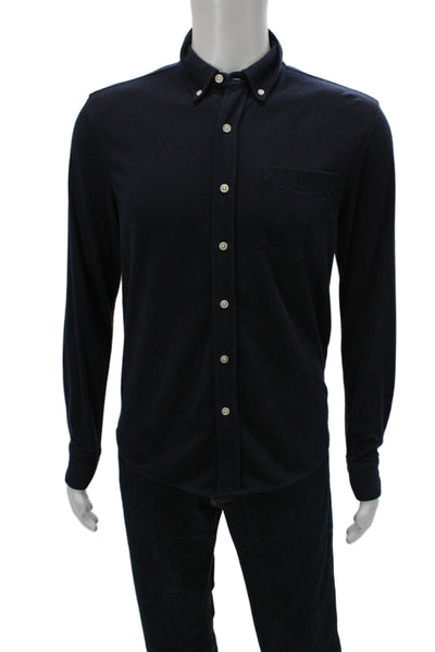 Banana Republic Mens Cotton Blend Button Up Shirt Navy Size S