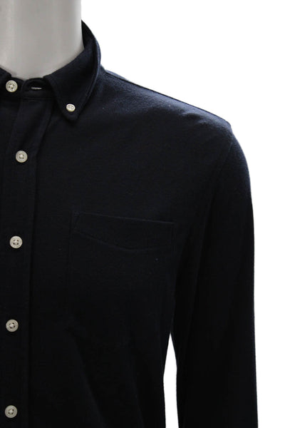 Banana Republic Mens Cotton Blend Button Up Shirt Navy Size S