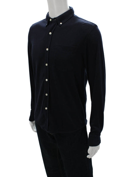 Banana Republic Mens Cotton Blend Button Up Shirt Navy Size S