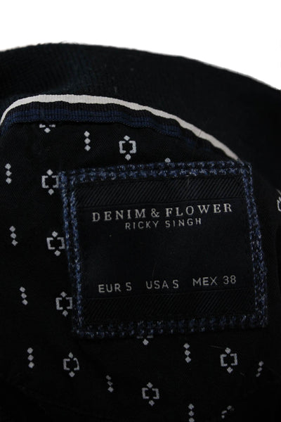 Denim & Flower By Ricky Singh Mens Blue Colorblock Shirt Size S
