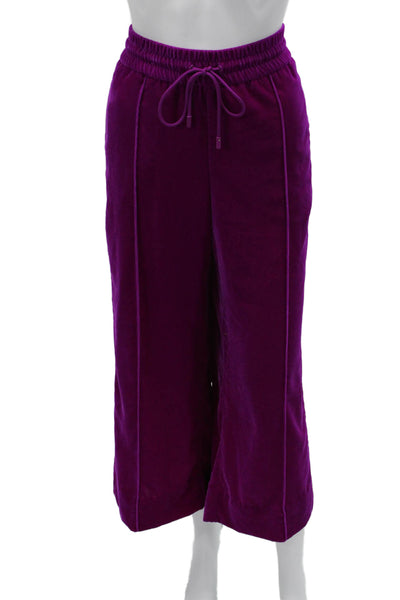 Me + Em Women Cropped Purple Drawstring Polyester Pants Size 8