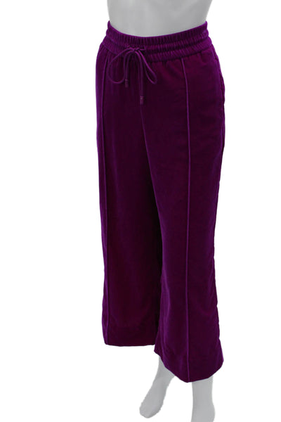 Me + Em Women Cropped Purple Drawstring Polyester Pants Size 8