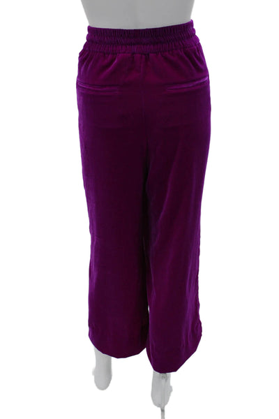 Me + Em Women Cropped Purple Drawstring Polyester Pants Size 8