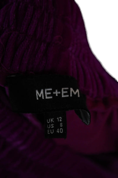 Me + Em Women Cropped Purple Drawstring Polyester Pants Size 8