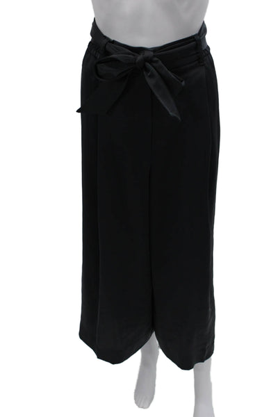 Club Monaco Womens Cropped Black Tie Waist Pants Size 10