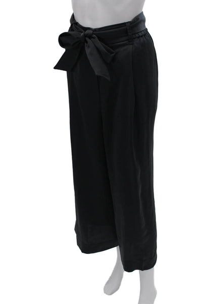 Club Monaco Womens Cropped Black Tie Waist Pants Size 10