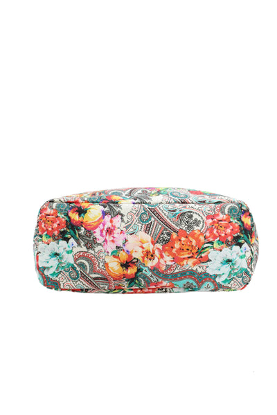 Etro Womens Leather Floral Print Tote Shoulder Handbag Multi Colored