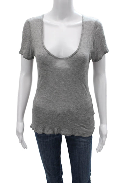 Zadig & Voltaire Womens Basic Gray Modal Scoop Neck Short Sleeve T-Shirt Size S