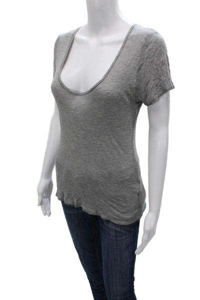 Zadig & Voltaire Womens Basic Gray Modal Scoop Neck Short Sleeve T-Shirt Size S