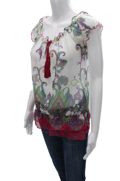 Mustard Seed Womens Boho Paisley Tunic Blouse Scoop Neck Short Sleeve Size S