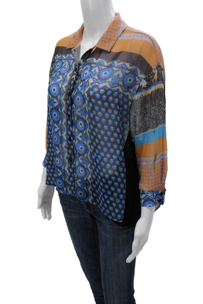 Clover Canyon Women Bohemian Floral Button-Up Long Sleeve Blouse Size XS