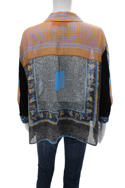 Clover Canyon Women Bohemian Floral Button-Up Long Sleeve Blouse Size XS