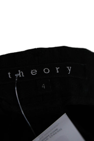 Theory Womens Dress Pants Black Cotton Zip Inseam 29 Size 4