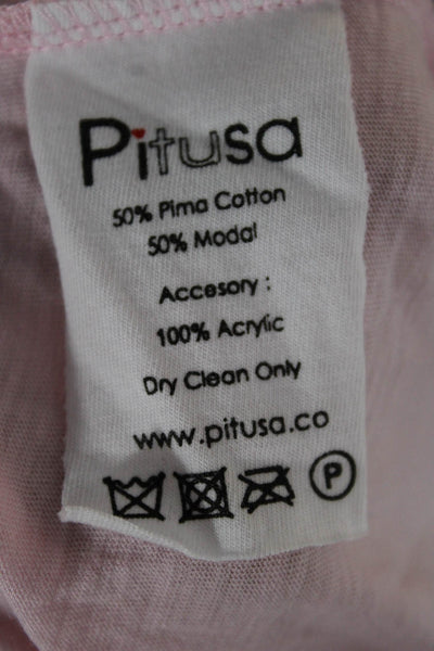 Pitusa Womens Maxi Dress Pink Long Sleeve Boho Pima Cotton Size One Size
