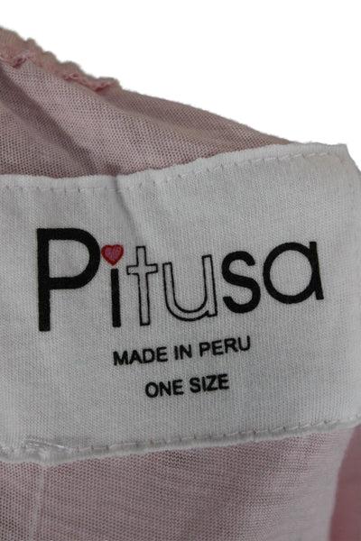 Pitusa Womens Maxi Dress Pink Long Sleeve Boho Pima Cotton Size One Size