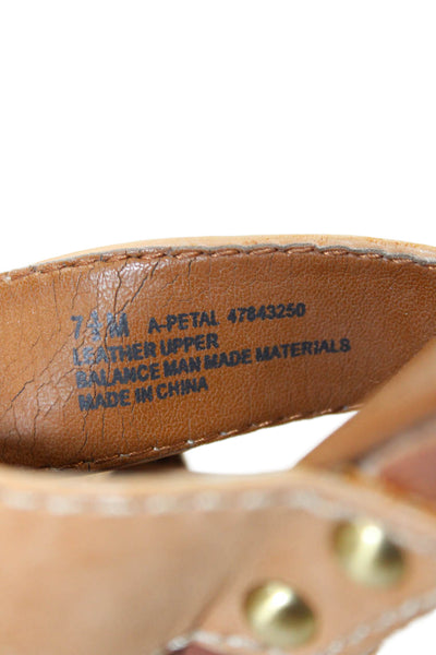 Franco Sarto Womens Block Heel Platform Cross Strap Sandals Brown Size 7.5M