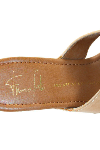 Franco Sarto Womens Block Heel Platform Cross Strap Sandals Brown Size 7.5M